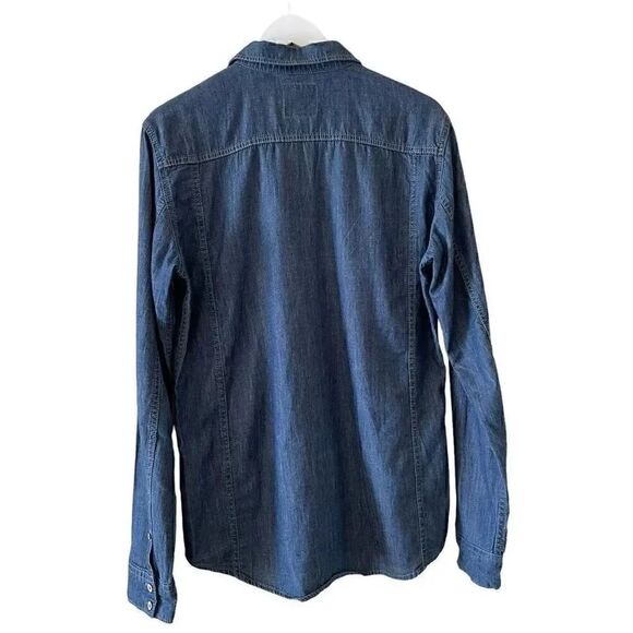 Clockhouse Denim Soft Button-Down Long Sleeves Blue Front Pocket Shirt M #1517 - Picture 10 of 14
